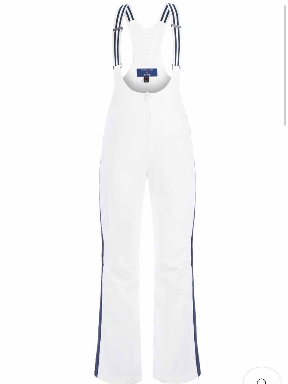 Draper James Fera White Black Stripe Ski Bib Overalls Snow Pants Womens Size 8
